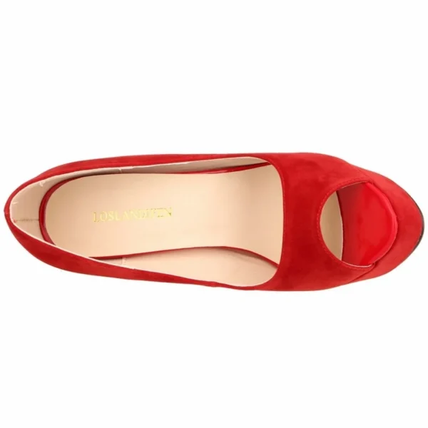Peep Toe Velvet Pumps - Image 6
