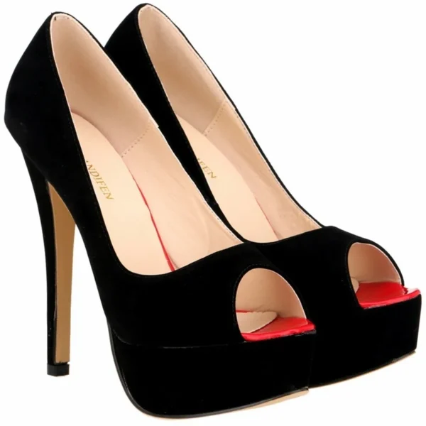Peep Toe Velvet Pumps