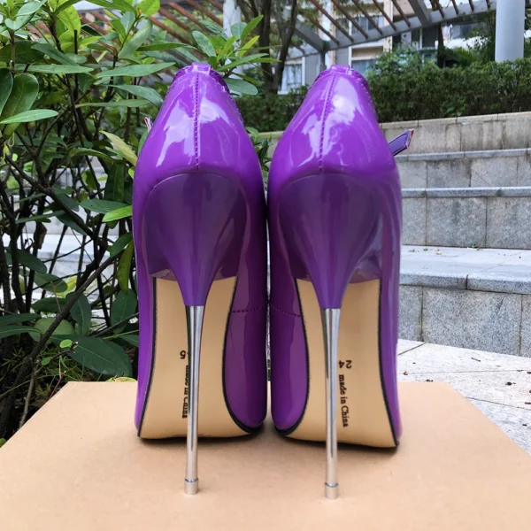 16cm Extreme Metal High Heels Purple Stilettos - Image 4