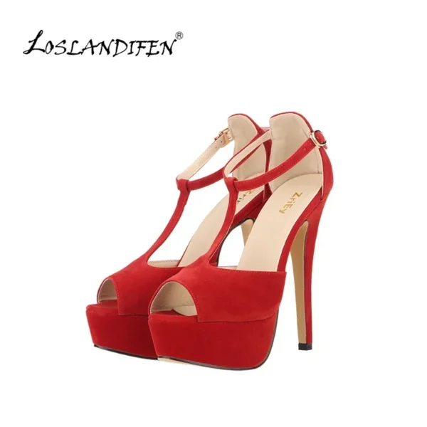 Women Platform Suede High Heels Sandals 14CM - Image 3