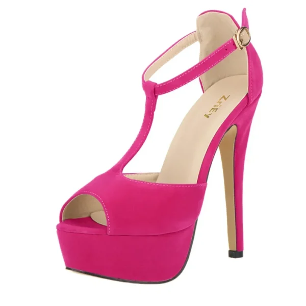 Women Platform Suede High Heels Sandals 14CM