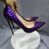 Purple Spikes Rivets High Heels - Image 2