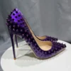 Purple Spikes Rivets High Heels - Image 3