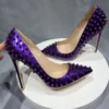 Purple Spikes Rivets High Heels - Image 4
