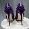 Purple Spikes Rivets High Heels - Image 6