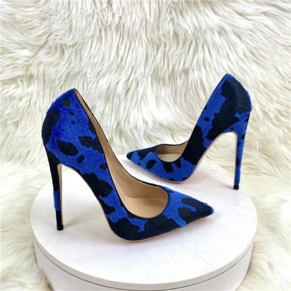 Blue Flock Women Pumps - Image 3