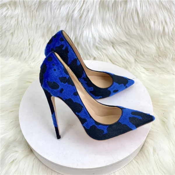 Blue Flock Women Pumps - Image 5