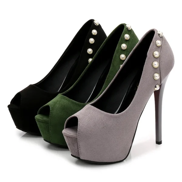 Elegant Peep Toe Platform Ladies Heels - Image 5