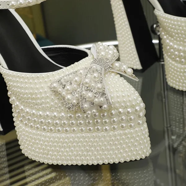 Hand Inlaid Pearl/rhinestone High Heel Sandals - Image 3