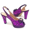 High Quality Comfortable Heels & Bag Set in Purple - Image 2