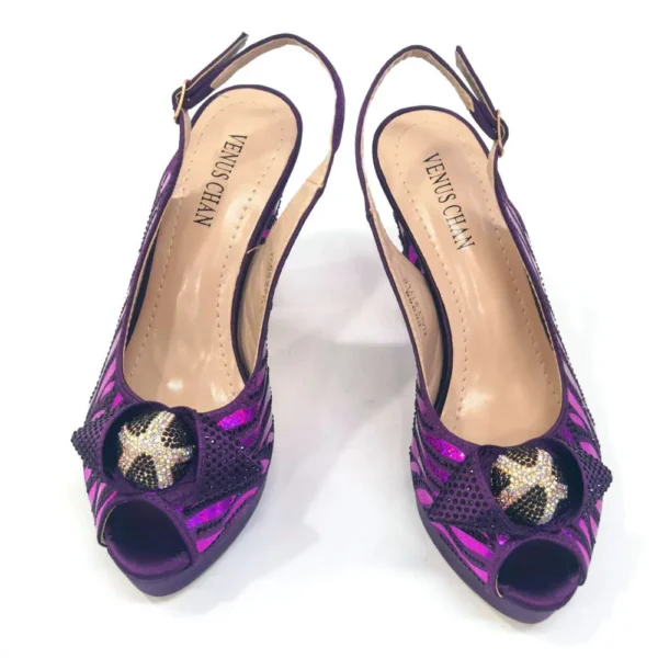 High Quality Comfortable Heels & Bag Set in Purple - Image 3