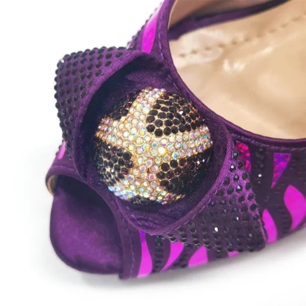 High Quality Comfortable Heels & Bag Set in Purple - Image 4