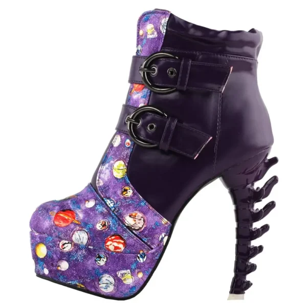 Punk Vintage Rockabilly Purple Boots - Image 2