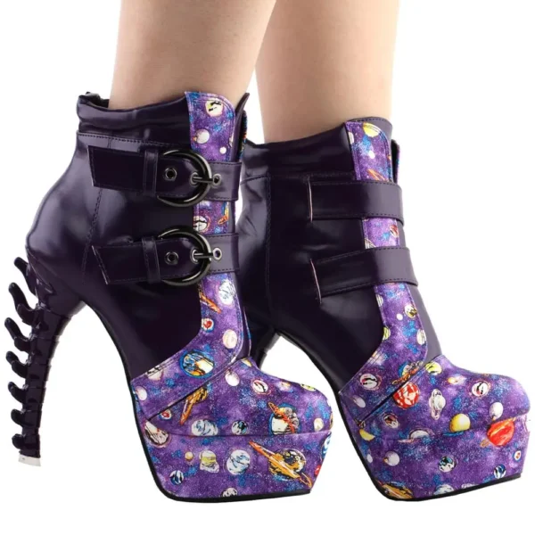 Punk Vintage Rockabilly Purple Boots - Image 5