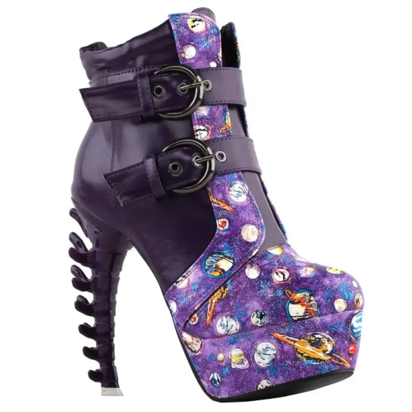 Punk Vintage Rockabilly Purple Boots - Image 6