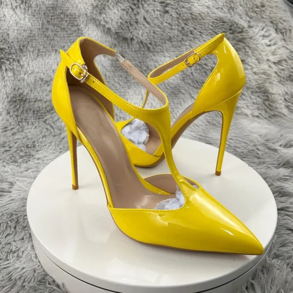 Glossy Slingback Yellow Stilettos