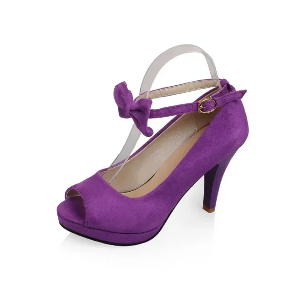 Cute Bow Butterfly-knot Ladies Pumps Purple - Image 5