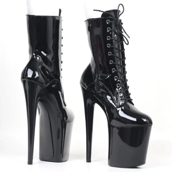 JIALUOWEI INS Style 20CM Extreme High Heels Platform Boots Lace Up Sexy Pole Dancing Ankle Boots Side Zip 5-12 - AliExpress 322 - Image 5