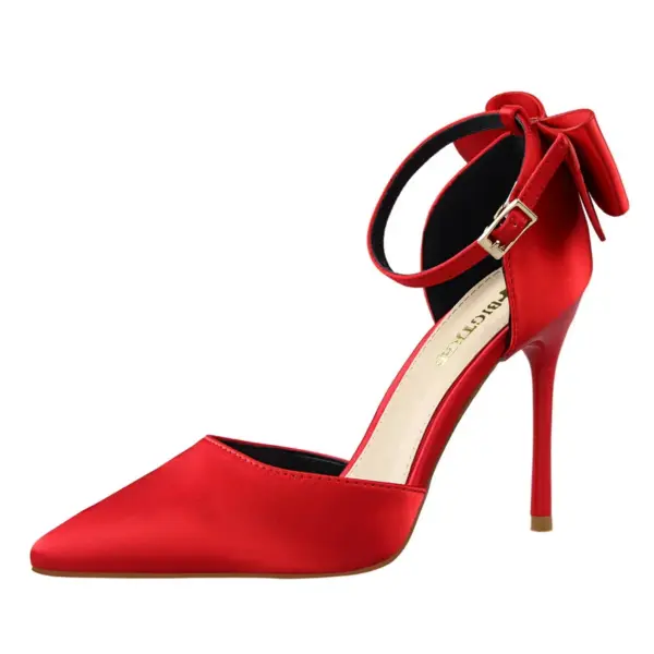 Bow-knot High Heels Women Shoes Satin - Image 2