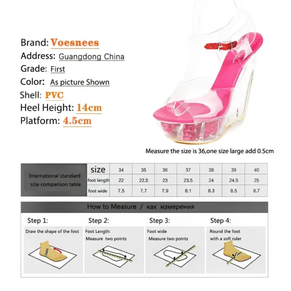 Wedge Heel Sandals Female Outdoor Home women's Summer Slipper Woman Shoes Pink Beach Shoe Girl Party 14cm Transparent High Heel - Image 6