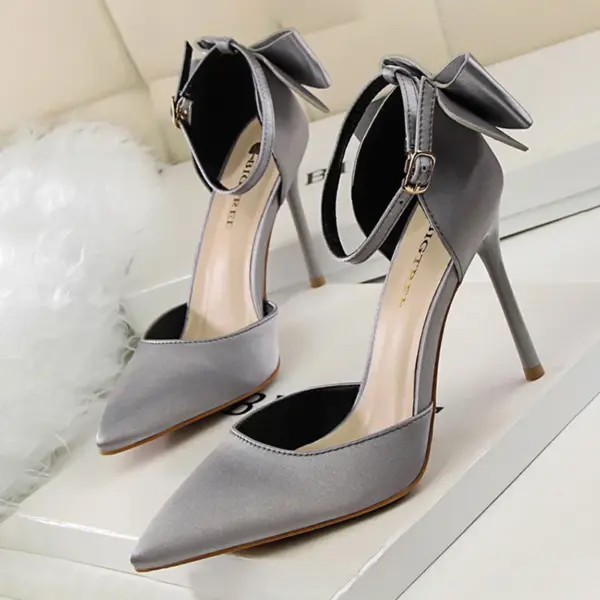 BIGTREE Shoes Bow Woman Pumps Silk High Heels Women Shoes Stiletto Red Wedding Shoes Women Heels Women Sandals 8cm and 10cm - AliExpress 322 - Image 3