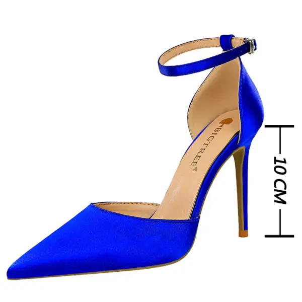 BIGTREE Shoes Satin With Shallow Pointed Women Pumps Buckle High Heels Female Shoes Stiletto Heels Sandals Sexy Party Shoes - AliExpress - Image 2