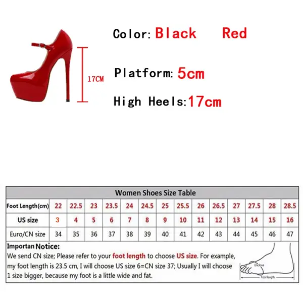 130mm High Heels|17cm Stiletto Heels Platform Pumps - Patent Leather Buckle Strap For Party & Wedding - Image 6