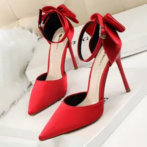 BIGTREE Shoes Bow Woman Pumps Silk High Heels Women Shoes Stiletto Red Wedding Shoes Women Heels Women Sandals 8cm and 10cm - AliExpress 322