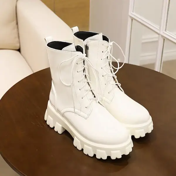 Women Boots Patent Leather Platform Shoes Brand Ankle Fashion High Heel Boots Women Autumn Winter Warm Platform Boots Black Red - AliExpress 322 - Image 4