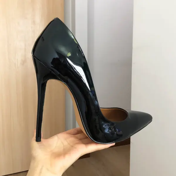 Tikicup Plus Size 40-48 Solid Black 15cm Extremely High Heel Pointy Toe Stiletto Pumps Slip On Crossdress Gragon Queen Shoes - AliExpress - Image 5