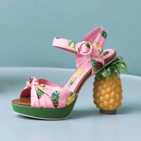 Phoentin pineapple high heels buckle strap sandals 2025 pink printed Peep-Toe Pumps summer platform shoes women novelty FT919 - AliExpress 322 - Image 5