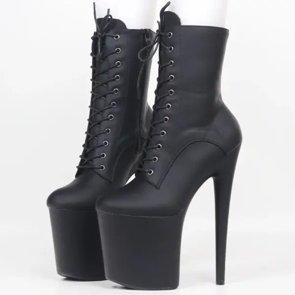 JIALUOWEI INS Style 20CM Extreme High Heels Platform Boots Lace Up Sexy Pole Dancing Ankle Boots Side Zip 5-12 - AliExpress 322 - Image 2