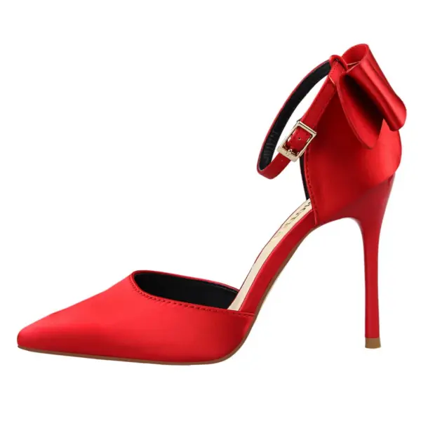 Bow-knot High Heels Women Shoes Satin - Image 3