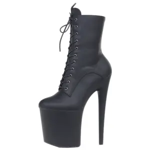 JIALUOWEI INS Style 20CM Extreme High Heels Platform Boots Lace Up Sexy Pole Dancing Ankle Boots Side Zip 5-12 - AliExpress 322
