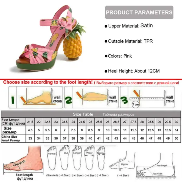 Phoentin pineapple high heels buckle strap sandals 2025 pink printed Peep-Toe Pumps summer platform shoes women novelty FT919 - AliExpress 322 - Image 6