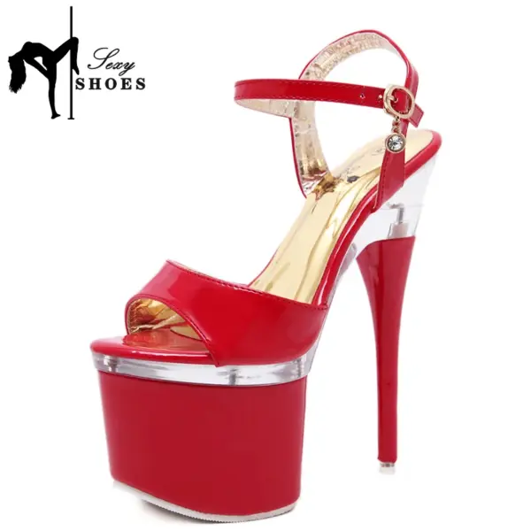 17cm Summer Sexy High Heels Platform Sandals For Women Fashion Open Toe Crystal Buckle Stiletto Wedding Stripper Red Shoes - AliExpress 322 - Image 5