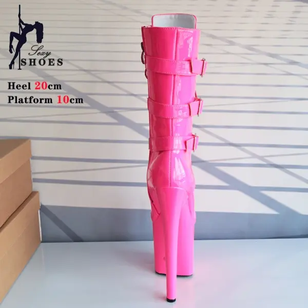 New 20cm Neon High Heels Women's Ankle Boots Waterproof Platform Thick Sole Thin Heel Buckle Sexy Night Pole Dancing Shoes Party - AliExpress 322 - Image 6