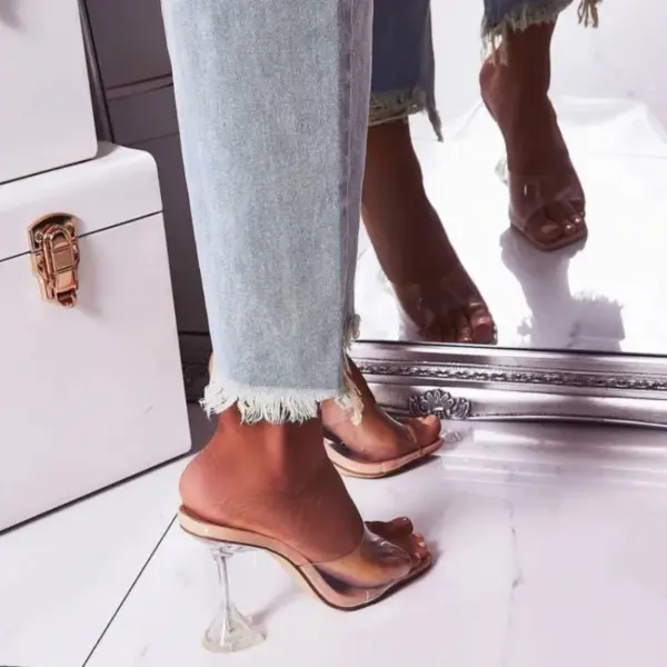 Summer Designer Sandals New Women's Sandals Sexy and Fashionable High Heel Open Toe Thin Sole Slope Heel Large Women's Slippers - AliExpress 322 - Image 5