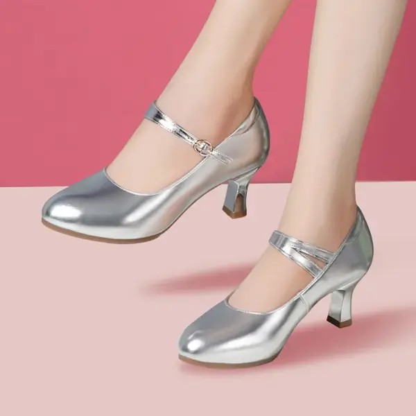 4cm 6cm Comfortable Light Shallow Mouth Soft Leather Shoes for Dance Mom Party 2025 Spring Med Kitten Heels Shoes Gold Silver - AliExpress 322