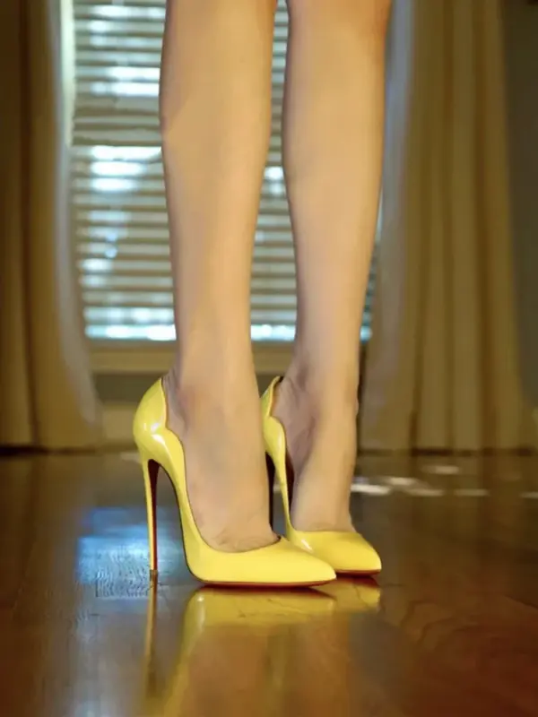 2024new pink and red soled high heels for women, slim heels with a princess style, 12cm sexy shallow mouth single shoe for women - AliExpress - Image 5