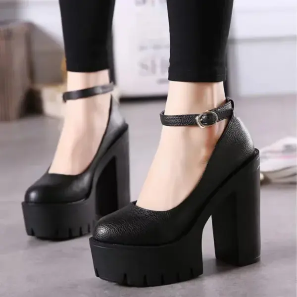 Pink Chunky Heeled Ankle Strap Pumps Sweet Platform Square Heel Woman High Heels Pumps Platform Shoes 2022 Spring Woman Shoes - AliExpress 322 - Image 6