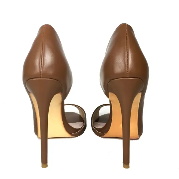 Elegant Women's Shoes High Heels Peep Toe Pumps Brown Stilettos Party Evening Outfit Ladies Footwear Low Cut Customized Shoes - AliExpress 322 - Image 4