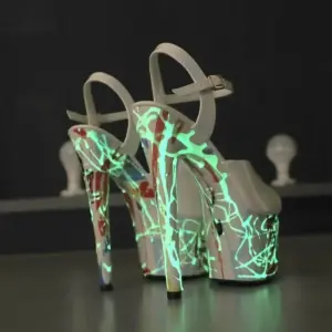 Patent Leather Stiletto High Heels Women Platform Sandals Super High Pumps Fluorescence Punk Sandals Pole Dancing Shoe Women88 - AliExpress 322