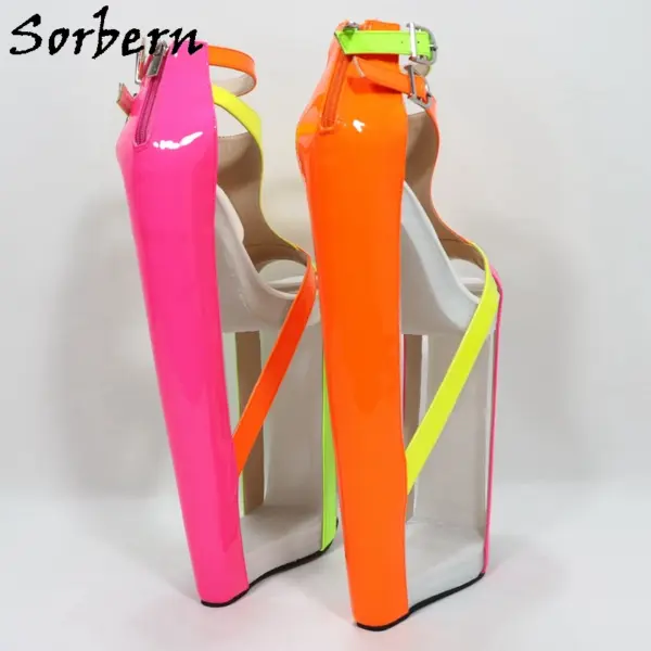 Sorbern 30Cm Hollow Out Wedge High Heel Sandals Colorful Neon T-Straps Platform Summer Shoes Fetish Drag Queen Sandal Custom - AliExpress 322 - Image 4