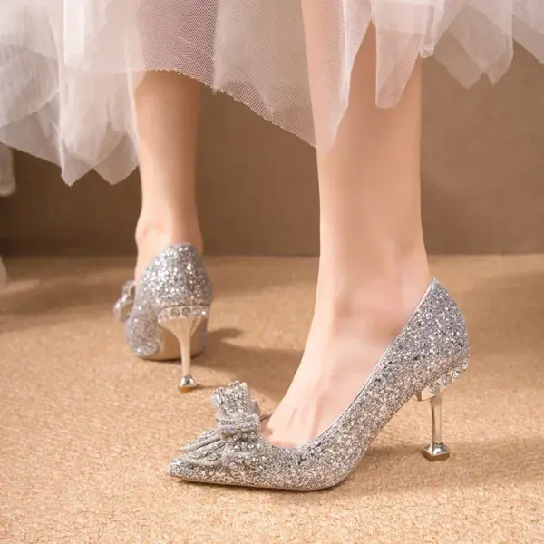 Women's Rhinestone Wedding Shoes Year Shoes Luxury Buckle Decorative Banquet Women's Shoes High Heels Gold Silver Red  Heels - AliExpress 322 - Image 4