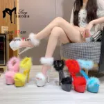 17CM Fur Womens Party Shoes