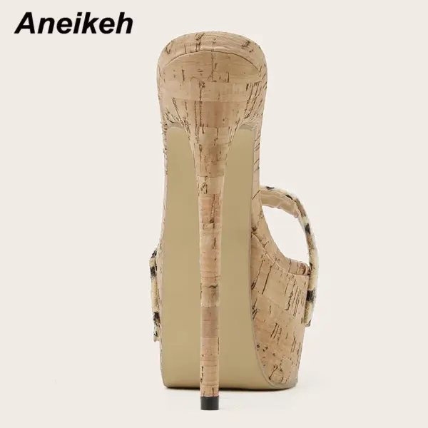 Aneikeh Sexy Leopard Platform Sandals High Heels 2025 Summer Slippers Mules Ladies Fashion Peep Toe Slip On Club Shoes Sliders - AliExpress 322 - Image 4