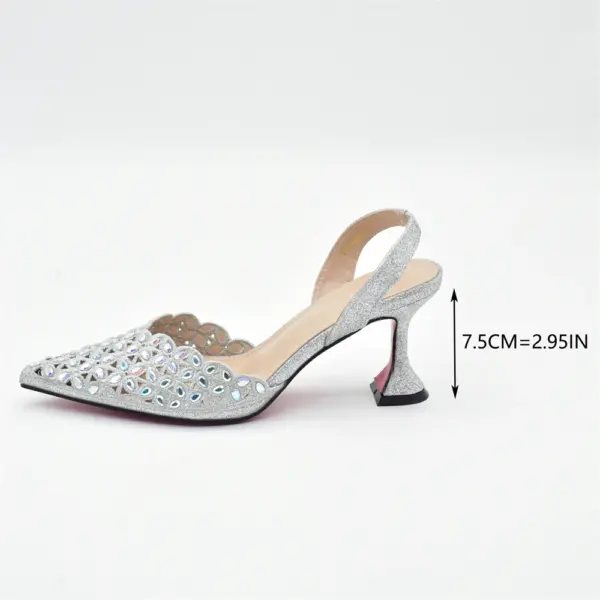 Silver Color Shoes and Bag for Party Wedding Luxery Women Shoe and Bag Set for Nigeria Party Italy Elegant Woman Heeled Pumps - AliExpress 322 - Image 6