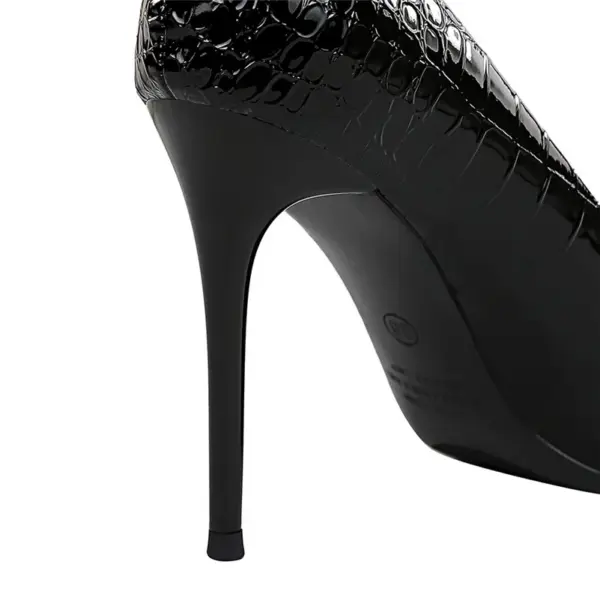 Women 10cm High Heels Stiletto Pumps Pointed Toe Green Nude Heels Office Lady Serpentine Patent Leather Wedding Party Prom Shoes - AliExpress - Image 3