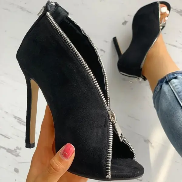 2025 Sandals Black Shoes for Women Large Size Summer Heels Open Toe New Beige Big Fashion Sexy Velvet Girls Closed Comfort Peep - AliExpress 322 - Image 4